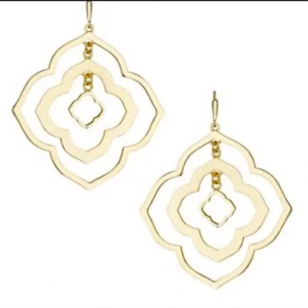 Kendra Scott "Darenda" (RETIRED) Statement Logo Earrings In Gold NWOT